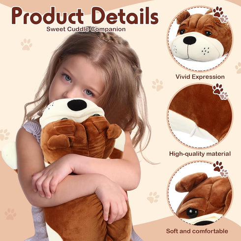 Vertintong 23.6" Soft Dog Plush - Huggable Stuffed Animal Pillow for Kids Birthday Gift - Large Cuddle Puppy Toy