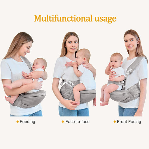 bebless 7-45 lbs Baby Hip Carrier - Hip Carrier for Baby with Baby Safety Strap - Toddler Carrier - Ergonomic Infant