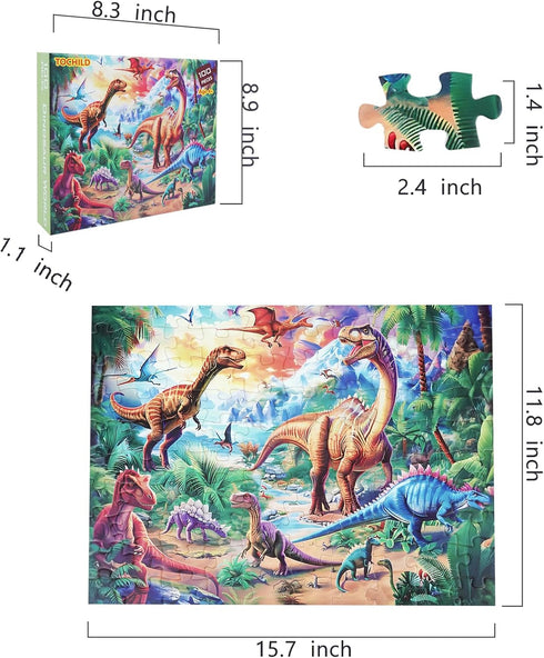TOCHILD 100 4-10 4-6 4-6 6-8 8-10 Pieces Puzzles for Kids Ages Year Old Toddler Dinosaurs Jigsaw Puzzle for Ages