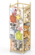Stuffed Animal Storage,Wooden Zoo Toy Organizer with Wheels & Hanging Net, Cute Plush Toy Display Stand for Kids