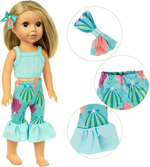 Ecore Fun 10 Sets Doll Clothes Outfits for 15 Inch Girl Dolls, 14.5 Inch Dresses, Pajamas, Hair Clips