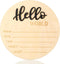 ROLYTA Baby Announcement Sign, 5.9 Inch Wooden Hello World Newborn Signs, Newborn Welcome