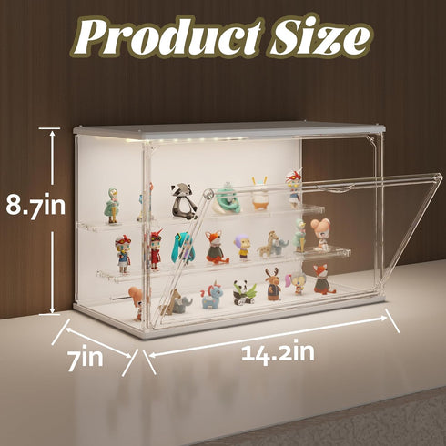 Verssure 3-Tier Clear Display Case for Collectibles, Adjustable Figure Display Case with LED Light, Stackable Acrylic