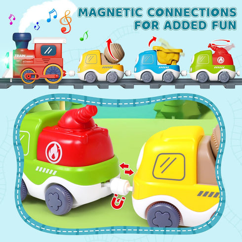 Set 3-5 4-8 Set 3 4 5 6 7 8+ Electric Train for Toddlers with Train Tracks Lights Up Steam Sign Realistic Music Sound