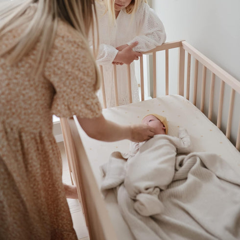 192 Count 28"x 52" mushie Extra Soft Muslin Fitted Crib Sheet | Thread | (Sun)