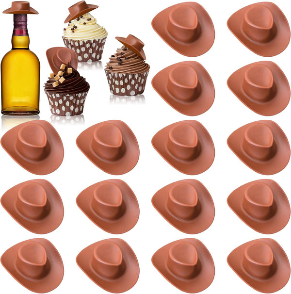 30PCS Miniature Plastic Western Cowboy Cowgirl Hats for Party Decoration