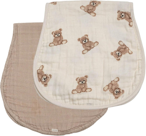 Cozy Ali+Oli Teddy Bear Swaddle & Burp Cloth Bundle Soft & Baby Essentials, Soft Rayon Made from Bamboo and Organic
