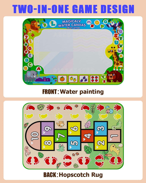 2 1 Mat,60 40 Inch Backpack,Hopscotch 3-12 in Water Doodle x Extra Large Drawing Mat with Rug Design on
