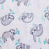 Fitted Crib Sheet in Soft Grey, White & Aqua Sloth Pattern
