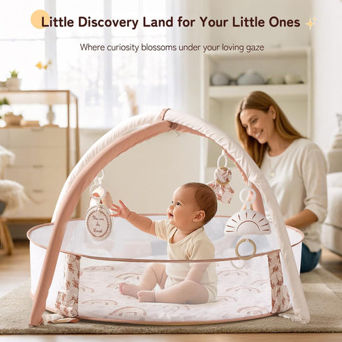 6-in-1 Mallify XL Large Baby Gym & Ball Pit, Play Mat & Play Gym, Combination Baby Activity Gym with Milestone Cards