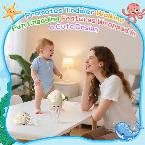Tummy Crawling Dancing Octopus Toy for Kids Rechargeable Interactive Sensory Toy with LED Lights & Music, Fun Time Gift