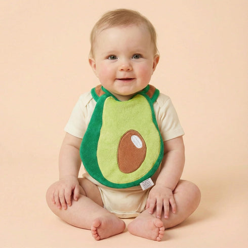 Avocado Shaped Drool Bib Premium Handmade Baby Bib for Infants & Toddlers | Soft, Absorbent, Gentle Cotton | Unique