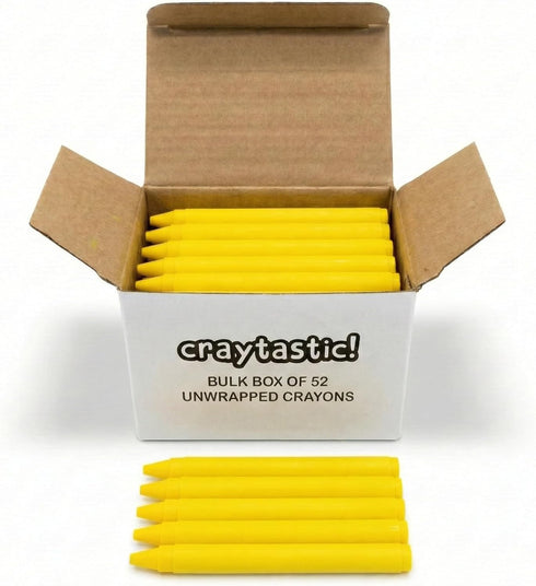 Craytastic! Bulk Unwrapped Crayons Box of 52 (Yellow) for Crafting, Parties, Kids