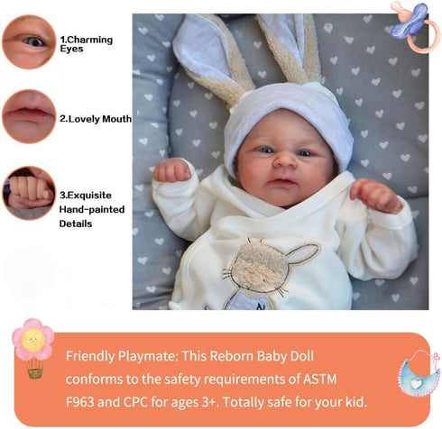 17 inch Zero Pam Realistic Reborn Baby Dolls Boy Silicone Dolls Soft Body Lifelike Preemie Babies Real Looking Newborn