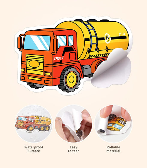 3 4 5 6 7 8 Mini Construction Toys for Kids, Die Cast Construction Truck Vehihcles with Stickers for Toddler Age Years