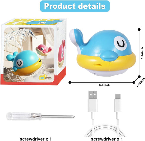 1-3, 6-12 2-4, 1st Baby Bath Toys - Toddler Bath Toys for Kids Ages Rechargeable Light Up Whale Sprinkler Bathtub Toys