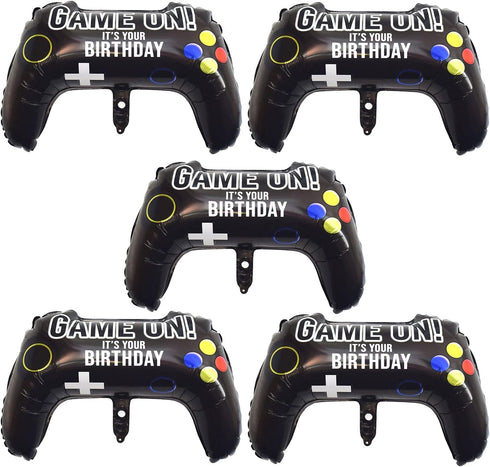 5 Pieces Video Game Party Balloons, Giant Controller Mylar Foil Balloons for Kids Boys Fortnite Birthday Party