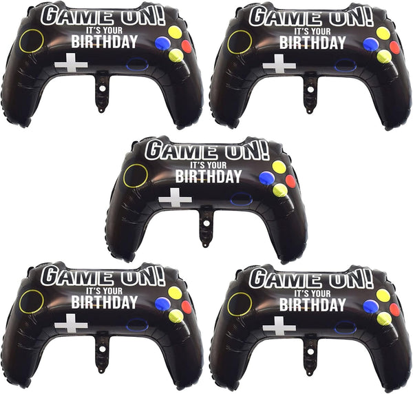 5 Pieces Video Game Party Balloons, Giant Controller Mylar Foil Balloons for Kids Boys Fortnite Birthday Party