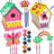 Crafts for Kids Ages 4-8 - 4 Pack DIY Bird House Wind Chime Kit for Building and Painting Birdhouses