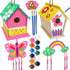 Crafts for Kids Ages 4-8 - 4 Pack DIY Bird House Wind Chime Kit for Building and Painting Birdhouses