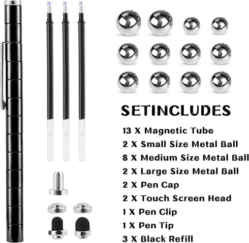 LARAH Black Fidget Pen Toy, Sensory Tool EDC Fidgeting Game for Adults, Cool Gadget Best for Stress and Anxiety Relief
