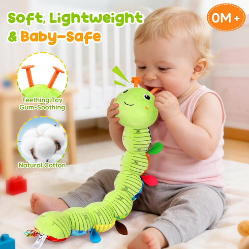0-6 6-12 Tummy 0 3 6 9 12 Baby Toys Musical Caterpillar, Infant Stuffed Animal for Months with Crinkle and Rattles