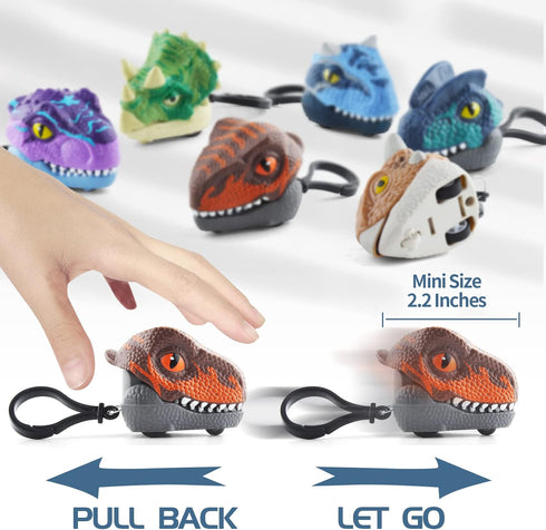 6 Pack 3-7, DINOBROS Dinosaur Surprise Egg Toys Dino Eggs with Pull Back Cars and Chomping Action Dinosaur Figures