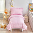 4 Set Set 1 1 +1 +1 Pieces Pink Toddler Bedding with Ruffle Fringe, Solid Color Toddler Bed - Toddler Comforter +