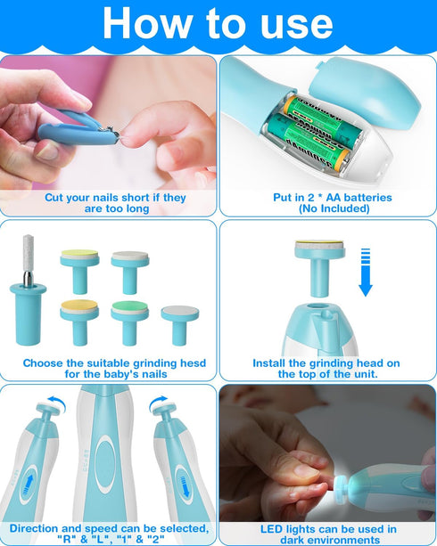 OTTOLIVES Baby Healthcare and Grooming Kit, 24 in 1 Electric Nail Trimmer Set for Newborn Infant Toddlers (0-3 Years+)
