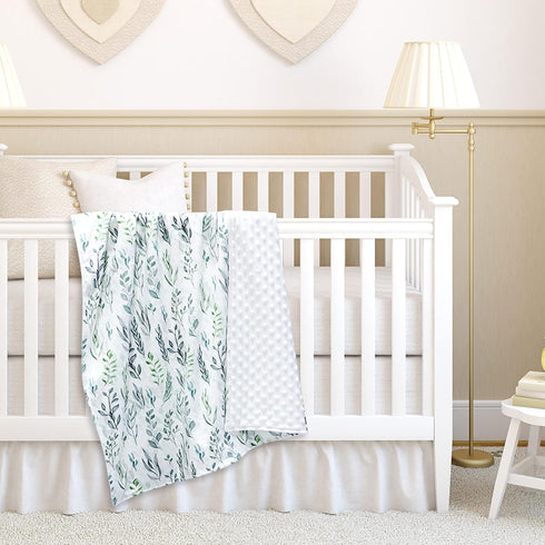Baby Blanket Green Leaf, Soft Warm Plush Dot Security Blanket for Girl and Boy, Toddler Infant Crib Blanket Unisex
