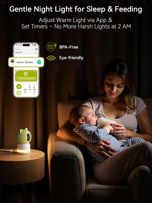 Outinput 2K 4MP 360 2-Way Baby Monitor with Camera and Audio, Indoor Security Camera for Home, PTZ, AI Crying & Feeding