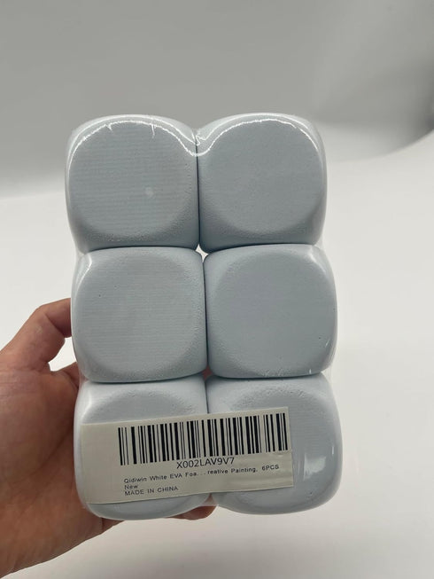 6PCS White EVA Foam Dices for Kids Graffiti, Building Blocks,Creative Painting