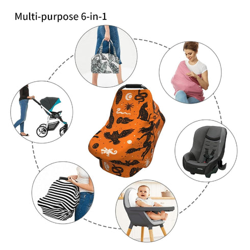 Schgap Halloween Witch Bat Car Seat Cover Canopy for Baby Nursing Cover Breastfeeding Baby Carrier Cover Stretchy