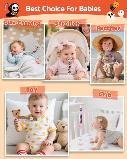 8 Pack 8DBP09A ALVABABY Pacifier Clips Pacifier Binky Paci Holder Leashes for Teethers