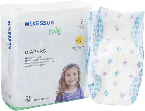 McKesson Baby Diapers, Size 7 (Over 35 lbs), 20 Count, 4 Packs,