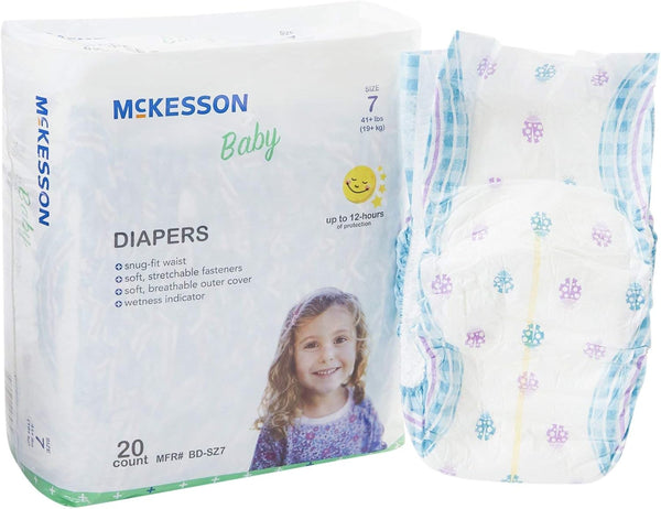 McKesson Baby Diapers, Size 7 (Over 35 lbs), 20 Count, 4 Packs,