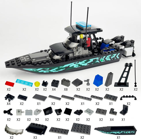 JQARCH Sets, 6+, Speed Boat & Ships Building Blocks Coast Guard Ship, City yaht