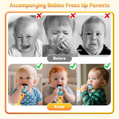 0-3-6-12 Musical Baby Rattle Toy, Soft Silicone Infant Teething Light-Up Rattle for Sensory Development, Easy Grasp