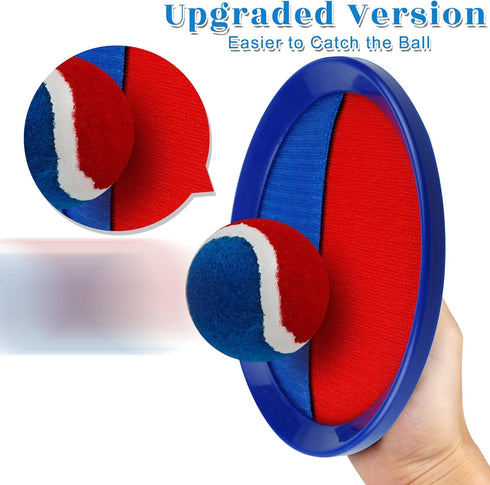 Toss and Catch Game Set - Outdoor Games with 4 Paddles, 4 Balls, and Storage Bag, Classic Beach Yard Games