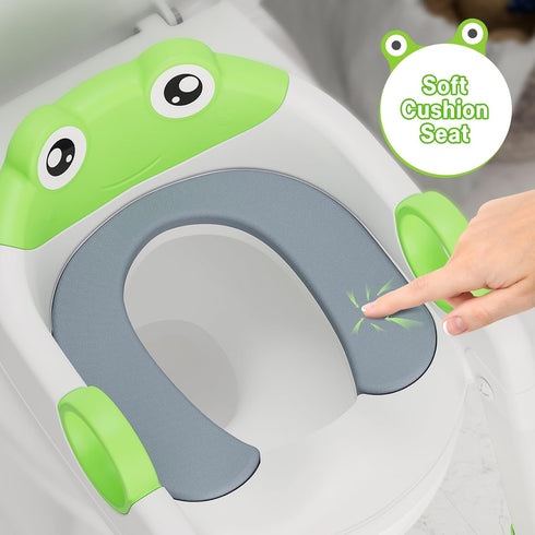 GAOMON Toddler Toilet Training Seat with Ladder Soft PU Cushion, Non-Slip Steps & Handles, Adjustable Height Potty