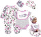 Reborn Baby Girl Doll Clothes 22 inch Newborn Outfits Accessories Elephant 5 Piece Set for 20-22 inch Reborn Doll