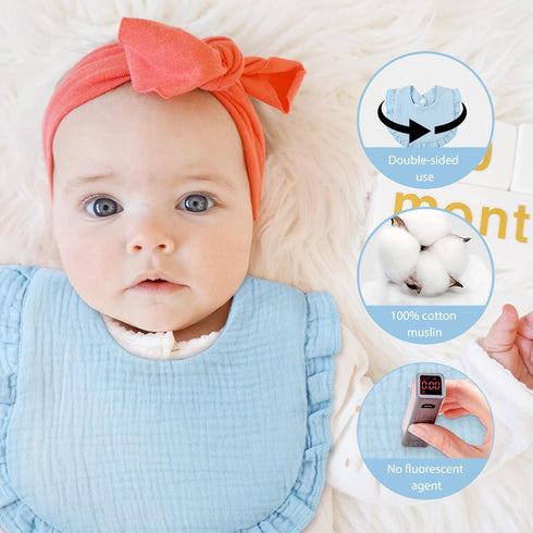 Muslin Cotton Baby Bibs for Teething - Unisex Drool Protection