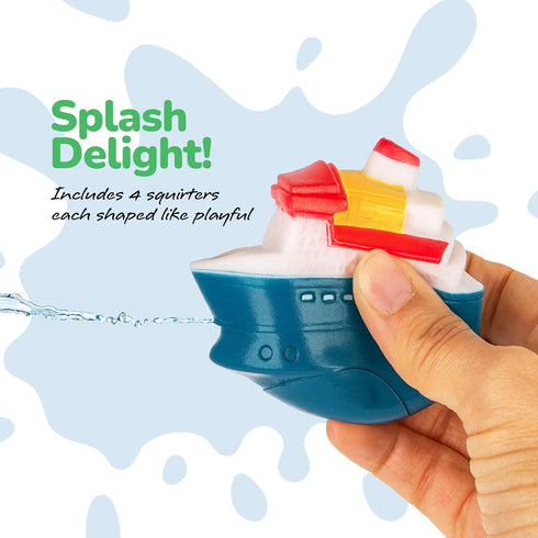 9 4 4 ArtCreativity Ferry Boat Bath Toy for Toddlers - Pcs - Baby Bathtub Floating Water Toy with Mini Cars, Squirter