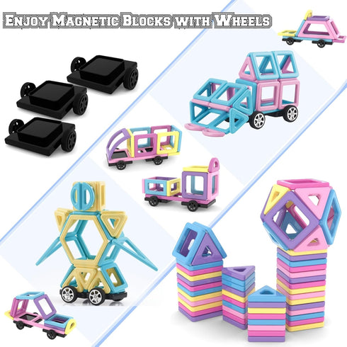 ASOK 133pcs 3D 3 4 5 6 7 8 9 133pcs Magnetic Blocks Magnetic Tiles Castle Educational Learning and Development Toys