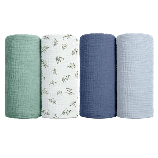 lulumoon Muslin Swaddle Blanket + Muslin Swaddle Blanket Leaf Summer Print