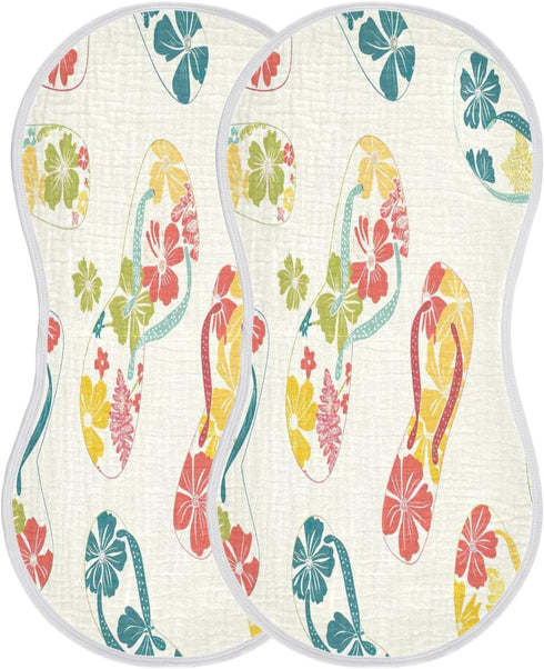 YETTASBIN Flip Flops Muslin Baby Burp Cloth, Super Soft Absorbent Cotton Burp Rag Baby Bibs Feeding Cloth for Newborn