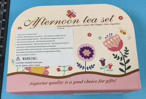 Set 63Pcs Sets Playset, Tea Party for Little Girls: Pretend Play Toys, Unicorn Princess Dress Up Tea Time, Tin Tea