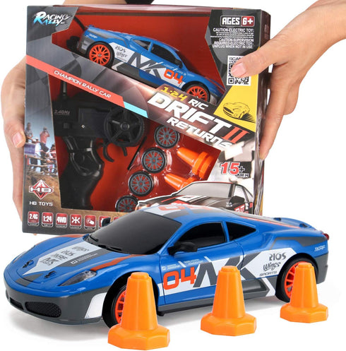 1/24 2.4GHz 4WD 7) Liberty Imports RC Drift Car Remote Control Sport Racing On-Road Vehicle with LED Light, Batteries