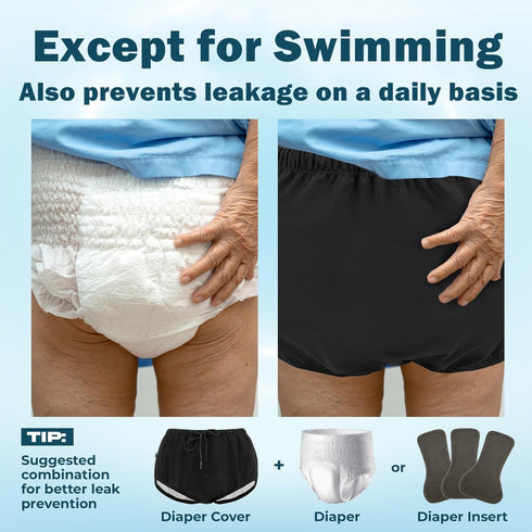 LFDAVP 3XL Reusable Adult Swim Diaper Special Needs, Incontinence Plastic Pants Cloth Diaper Cover, Waterproof Training