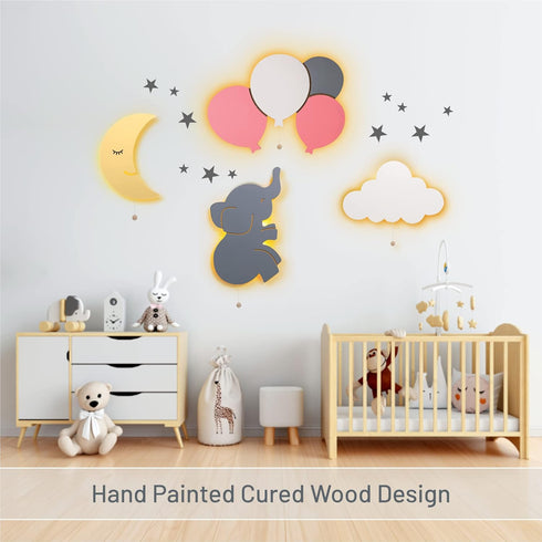 17.7 11.2 1.5-in Lumipets Moon Wall Light - Nursery Decor, Baby Room Decoration, Wall Mounted, Battery Operated